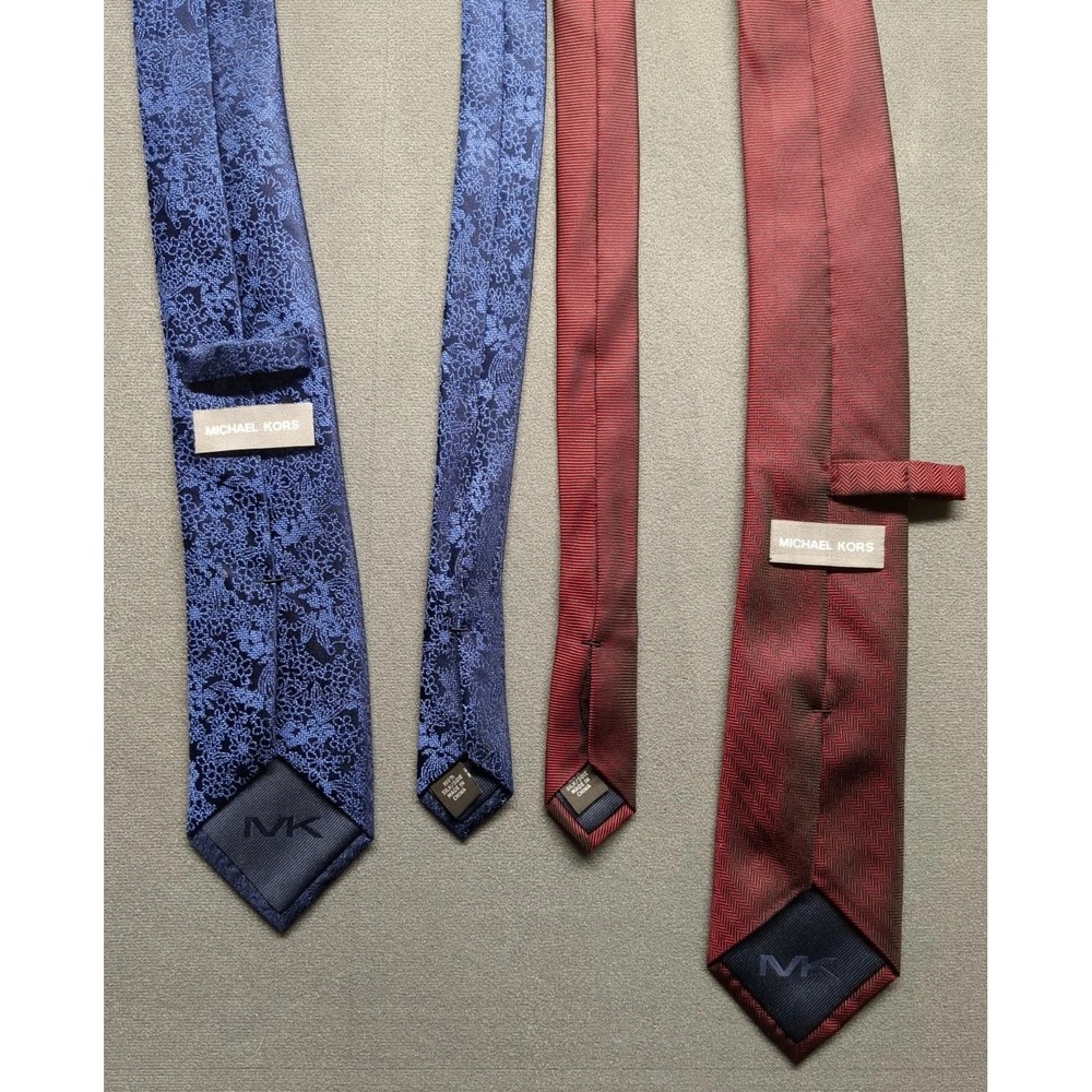 Lot‎ of 2 Michael Kors 100% Silk Neckties Blue And Red